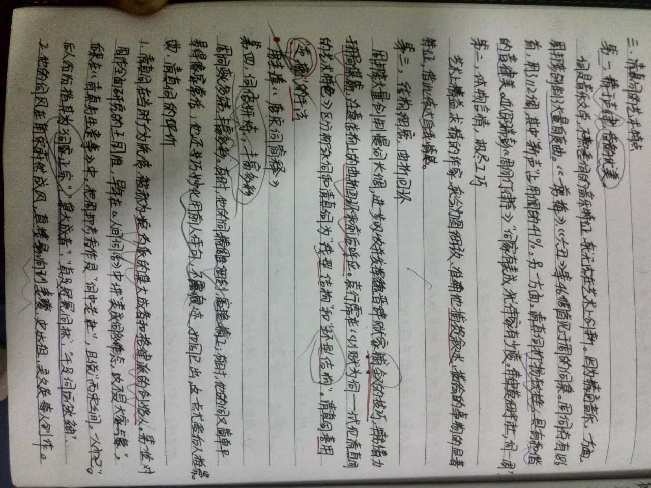 清真词的特点，这样一条一条的表述比书上好记，而且显得有自己的思考