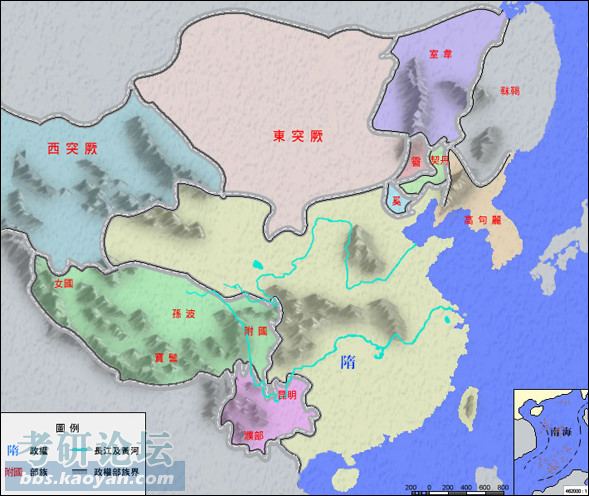 隋 公元581年杨坚篡周,建立隋朝;589年灭陈后,结束南北朝分裂局面