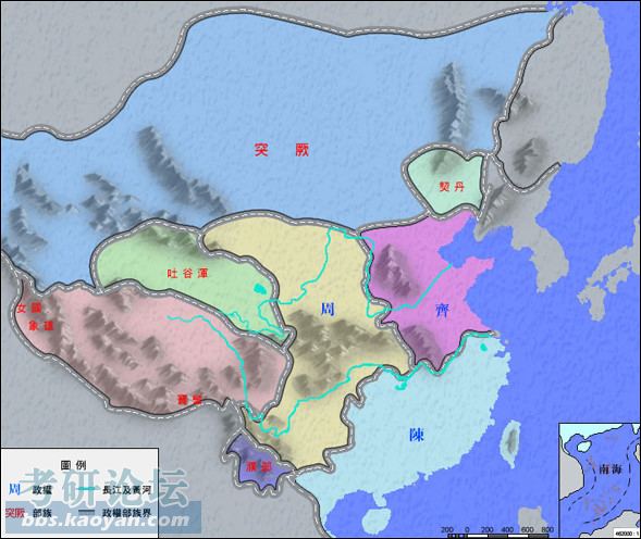 南北朝(陈齐周) 公元557年,陈霸先废萧方智自立,建立陈朝